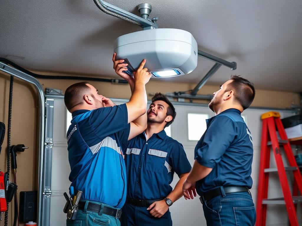 Garage Door Rhododendron team installing a new garage door opener